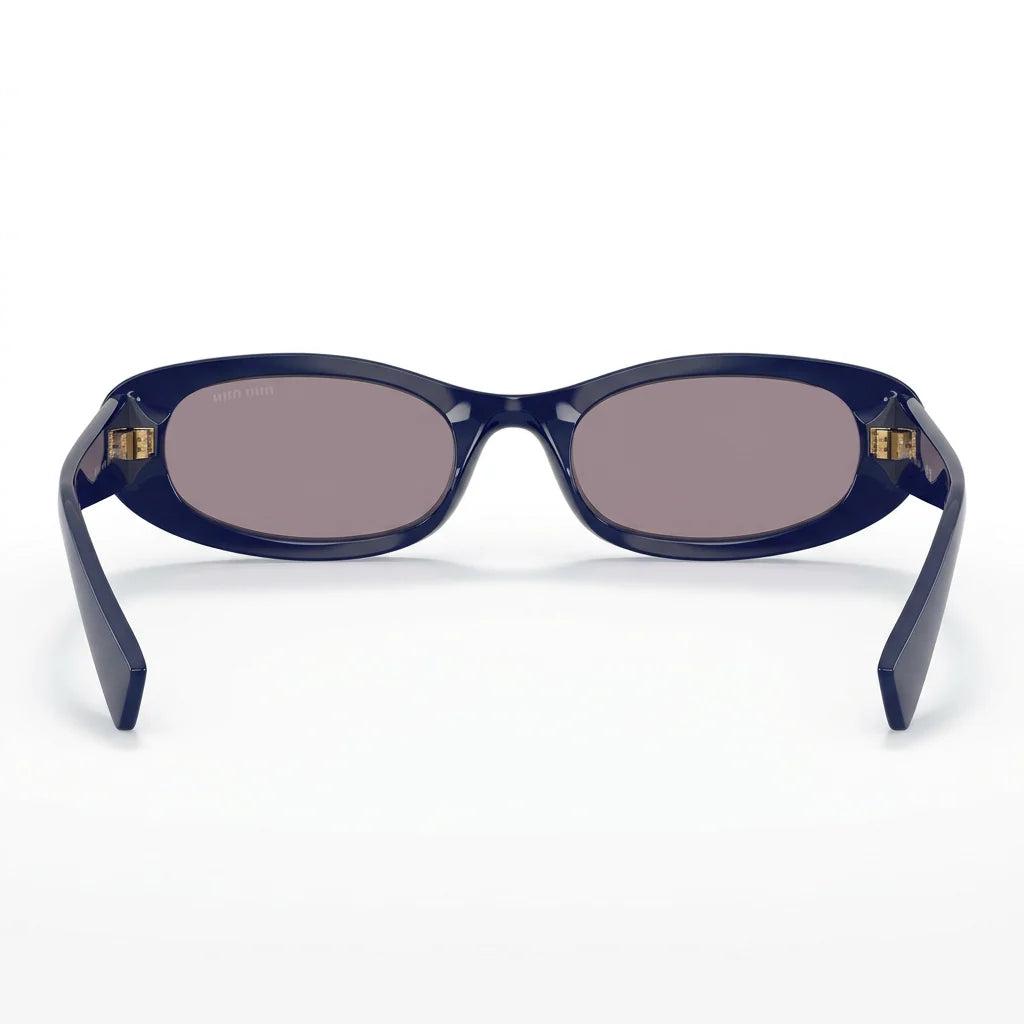 Miu Miu Women MU C02S Oval Glossy Navy Blue / Soft Grey Sunglasses