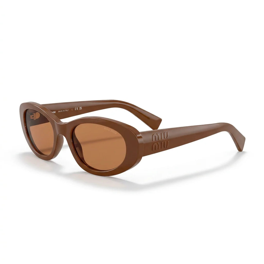 Miu Miu Women MU C02S Oval Cocoa Brown Sunglasses