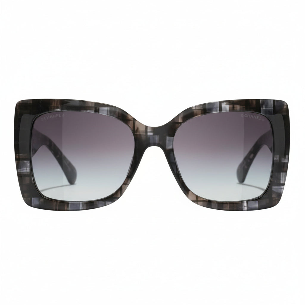 Chanel Women Square Tortoise Grey Gradient Sunglasses