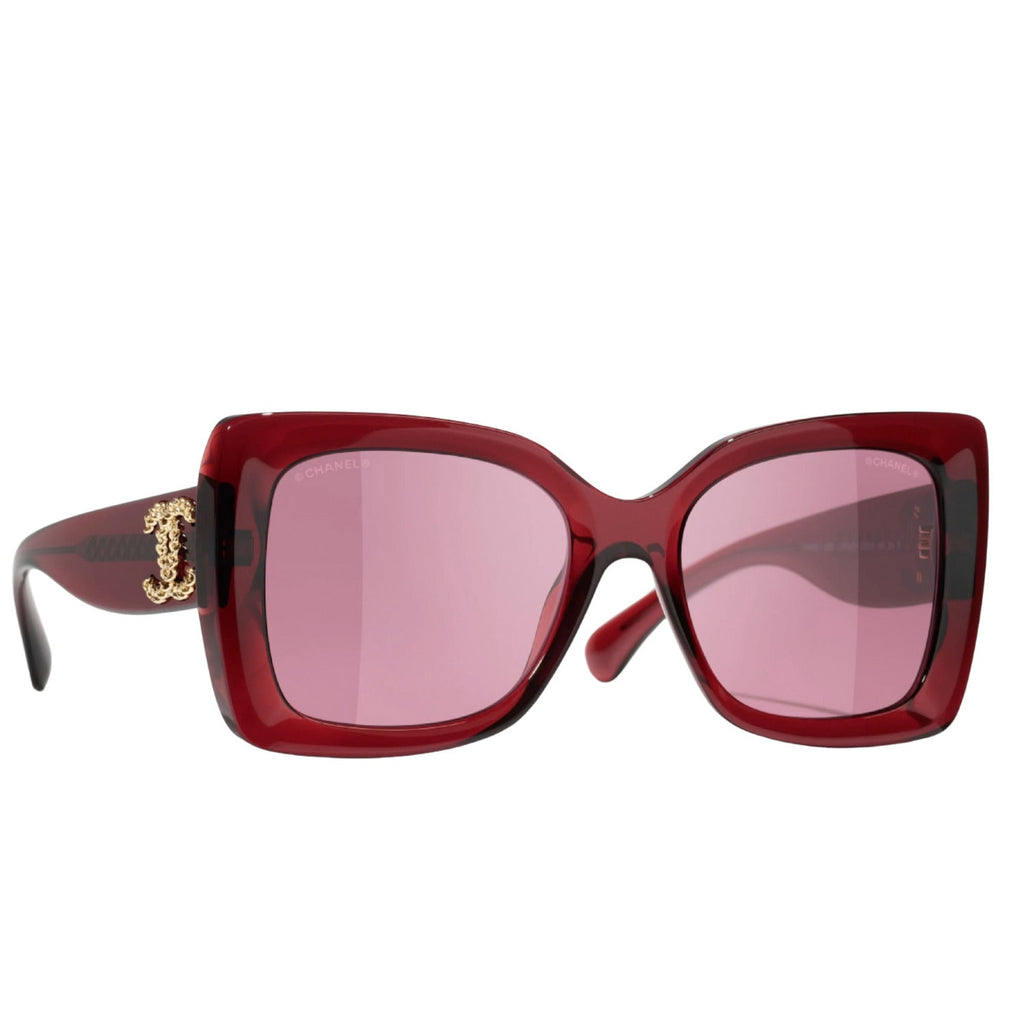Chanel Women Square Burgundy & Pink Sunglasses