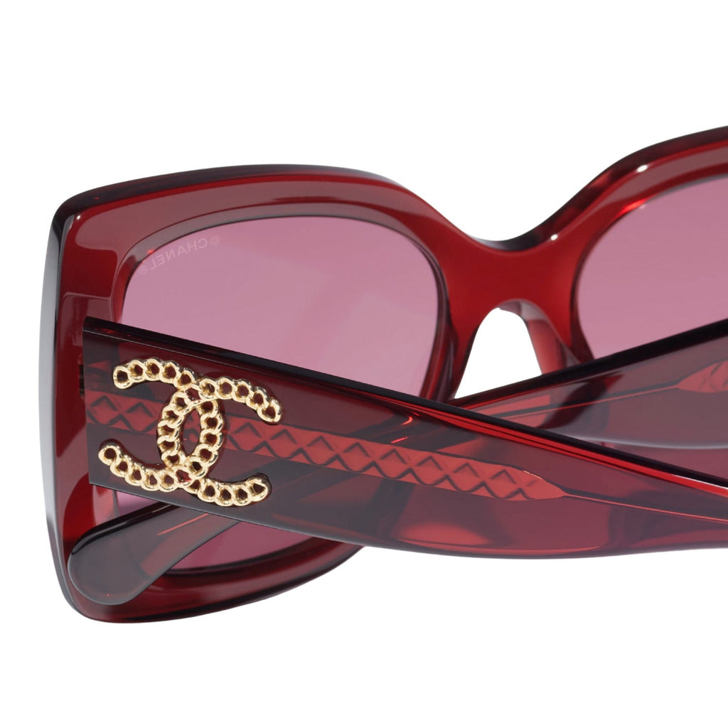 Chanel Women Square Burgundy & Pink Sunglasses