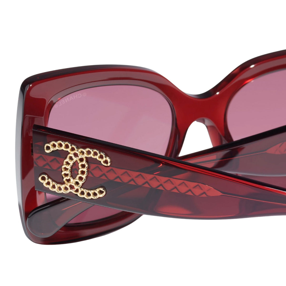 Chanel Women Square Burgundy & Pink Sunglasses