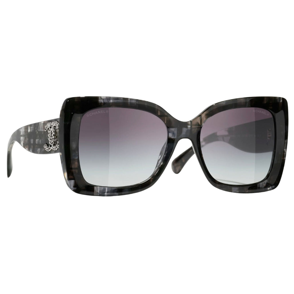 Chanel Women Square Tortoise Grey Gradient Sunglasses