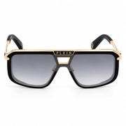Philipp Plein Unisex Legacy Hexagon Matte Black / Rose Gold Sunglasses 