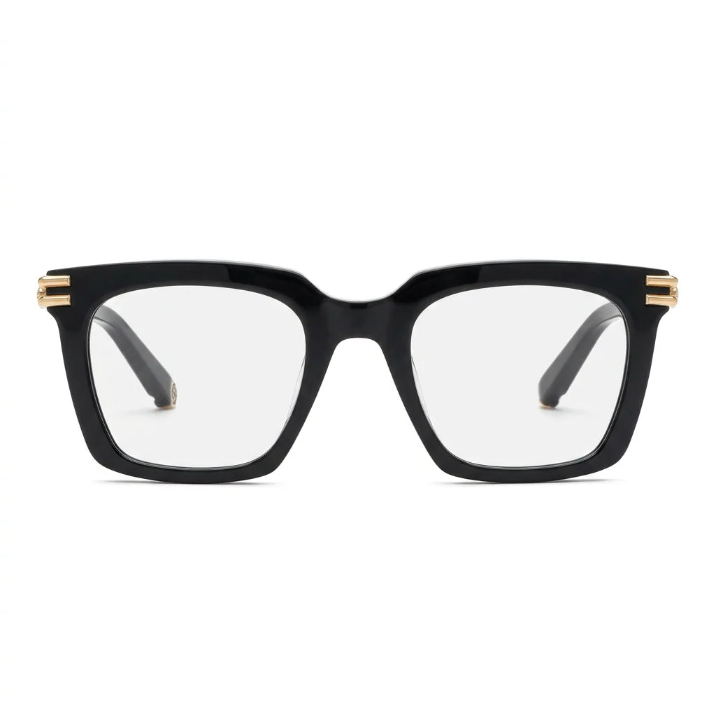 Philipp Plein Men VPP115M 0700 Shiny Black & Gold Eyeglasses