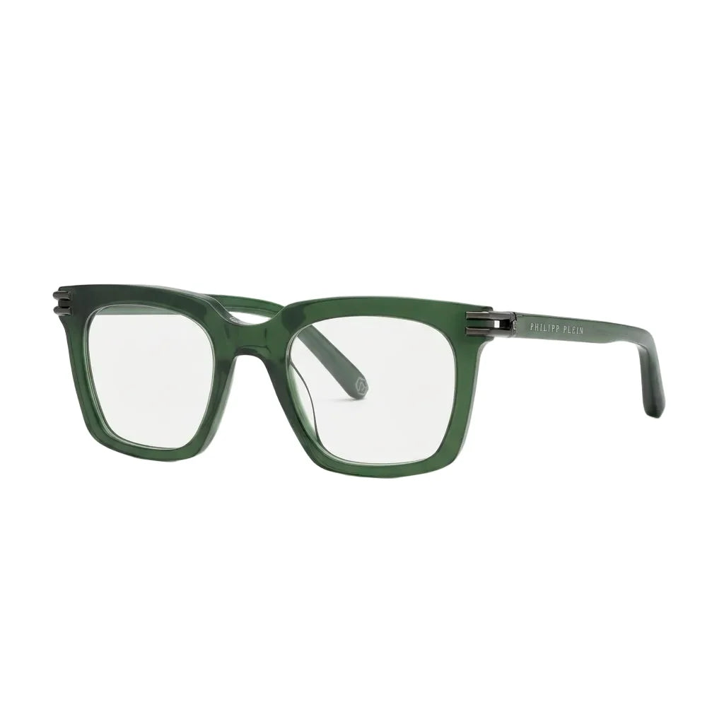 Philipp Plein Men VPP115M 0G61 Shiny Transparent Green Eyeglasses