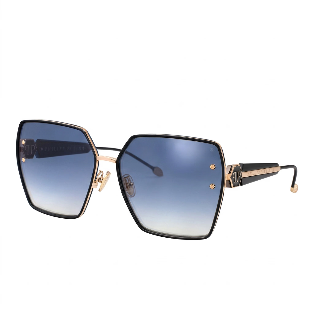 Philipp Plein Plein Queen VPP166S Butterfly Cat-Eye Black / Gold Gradient Sunglasses