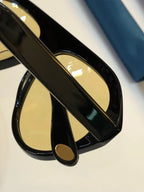 Gucci Unisex Aviator Acetate Black Yellow Sunglasses