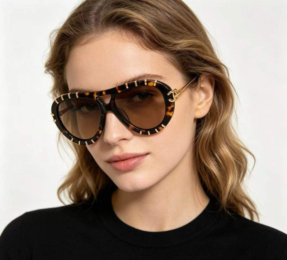 Chanel Women CH9207 Aviator Tortoise Frame Sunglasses