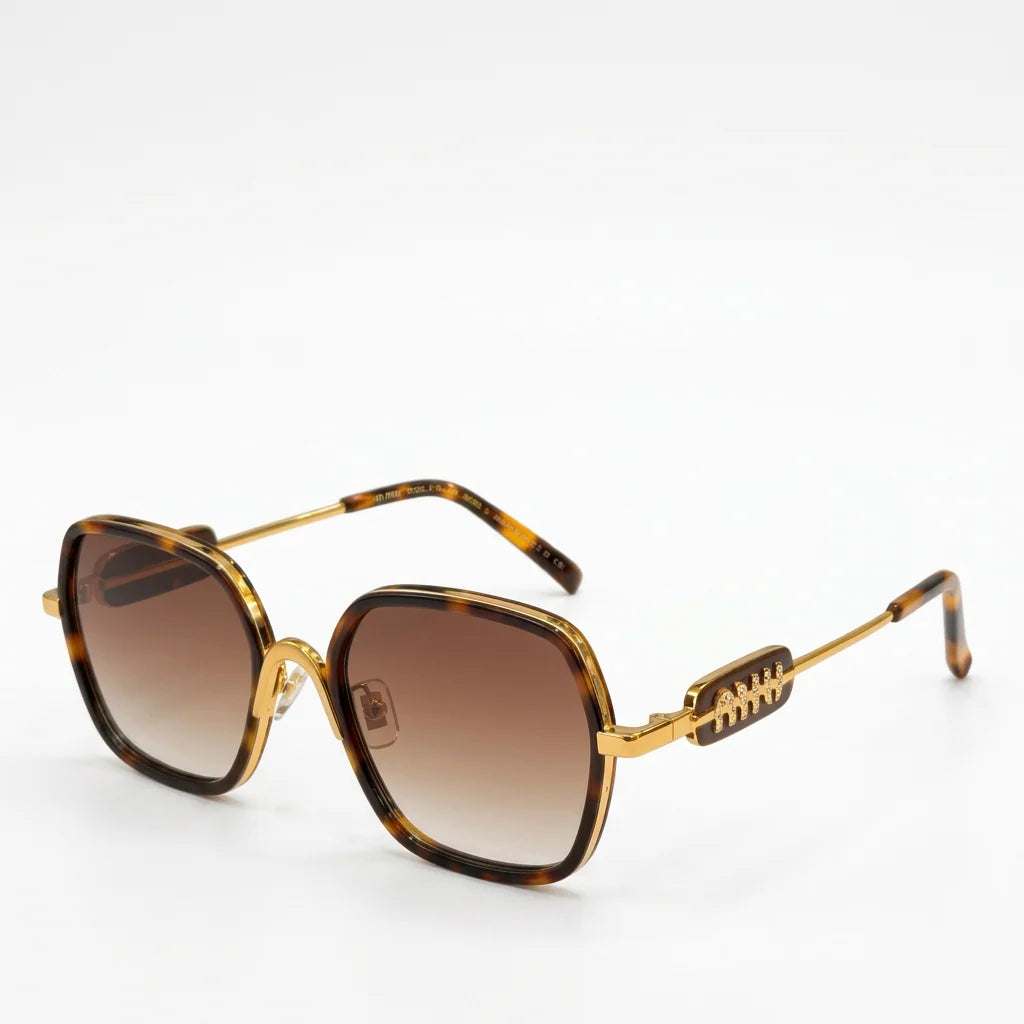 Miu Miu MU7417S Women Square Tortoise / Gold / Brown Gradient Sunglasses