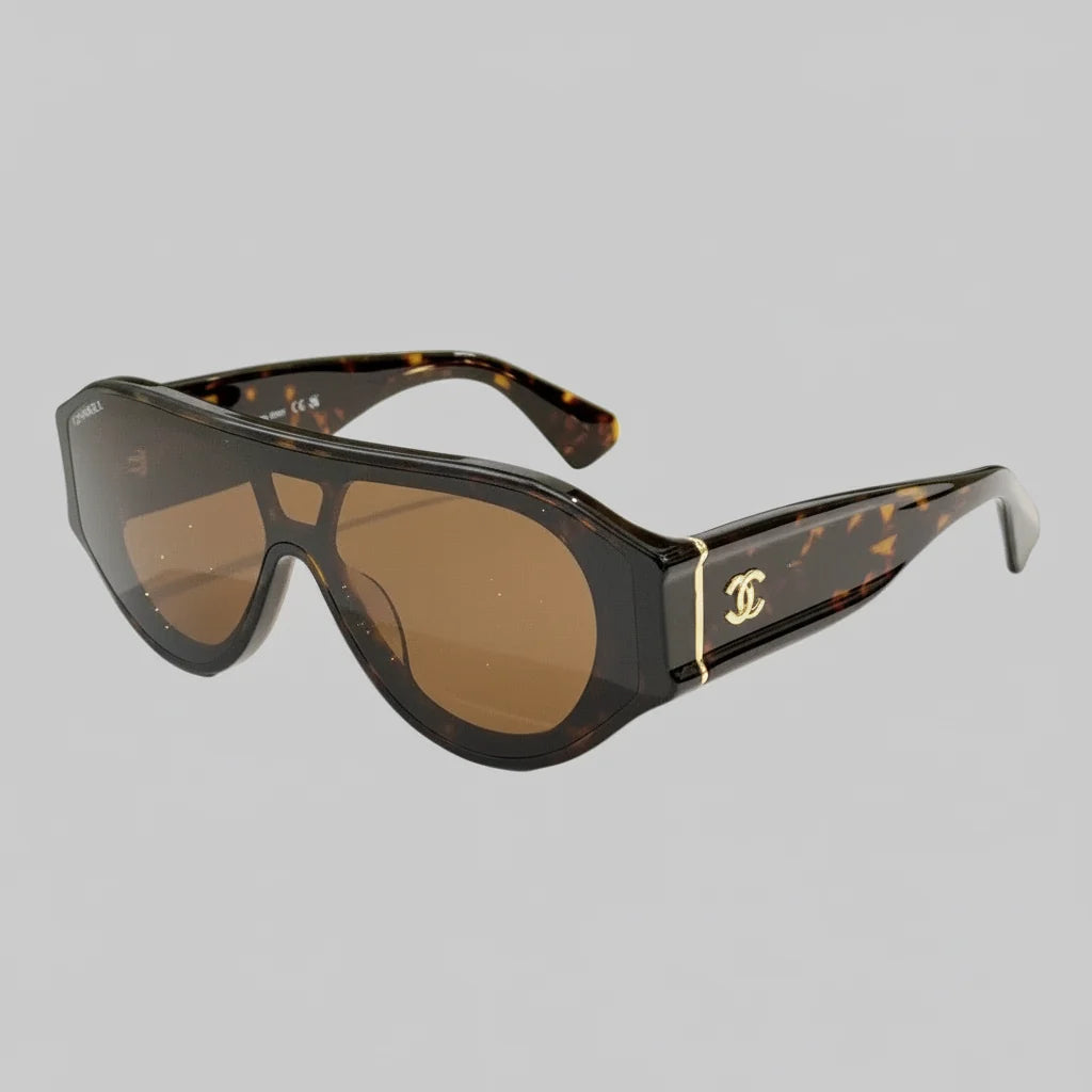 Chanel Unisex Shield Havana Brown Sunglasses