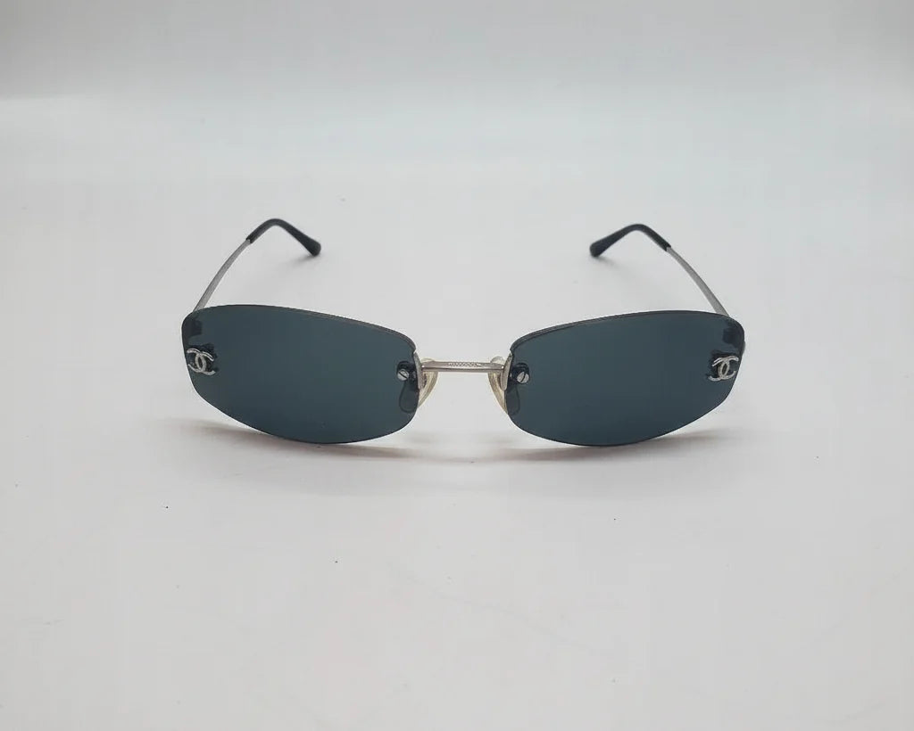 Chanel Unisex Coco Rhinestone Rimless Grey Sunglasses
