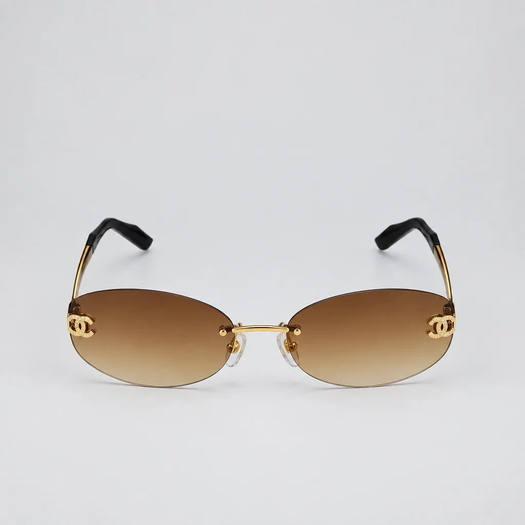 Chanel Women Rimless Brown Gradient Sunglasses