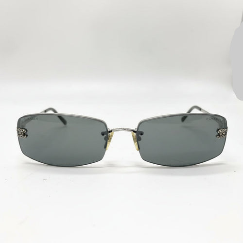 Chanel Unisex Coco Rhinestone Rimless Grey Sunglasses