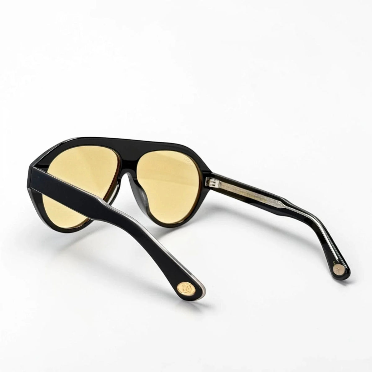 Gucci Unisex Aviator Acetate Black Yellow Sunglasses