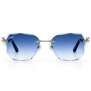 Cartier Panthère de Unisex Rimless Rectangular Blue Gradient Split Diamond Cut Sunglasses