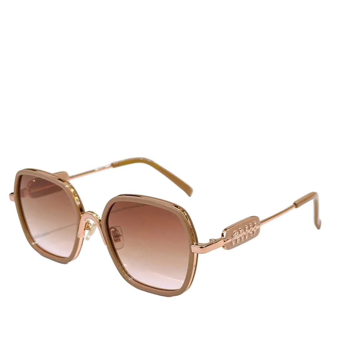 Miu Miu MU7417S Women Square Nude / Gold / Brown Gradient Sunglasses