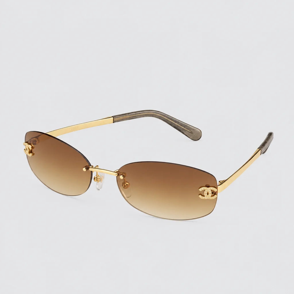 Chanel Women Rimless Brown Gradient Sunglasses