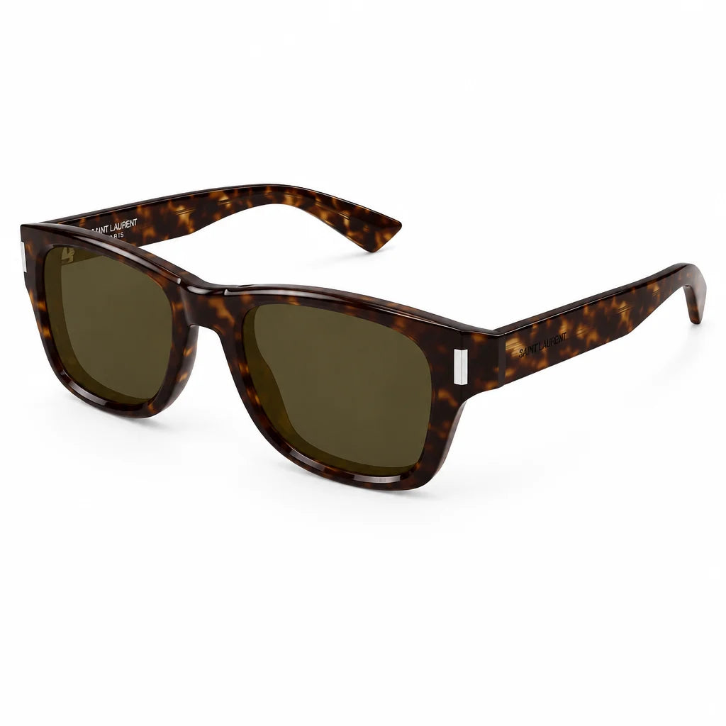 Saint Laurent SL 801 002 Unisex Square Havana Sunglasses