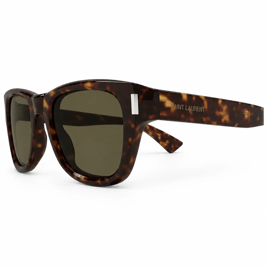 Saint Laurent SL 801 002 Unisex Square Havana Sunglasses
