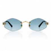 Panthère de Cartier Unisex Rimless Hexagonal Blue Sunglasses