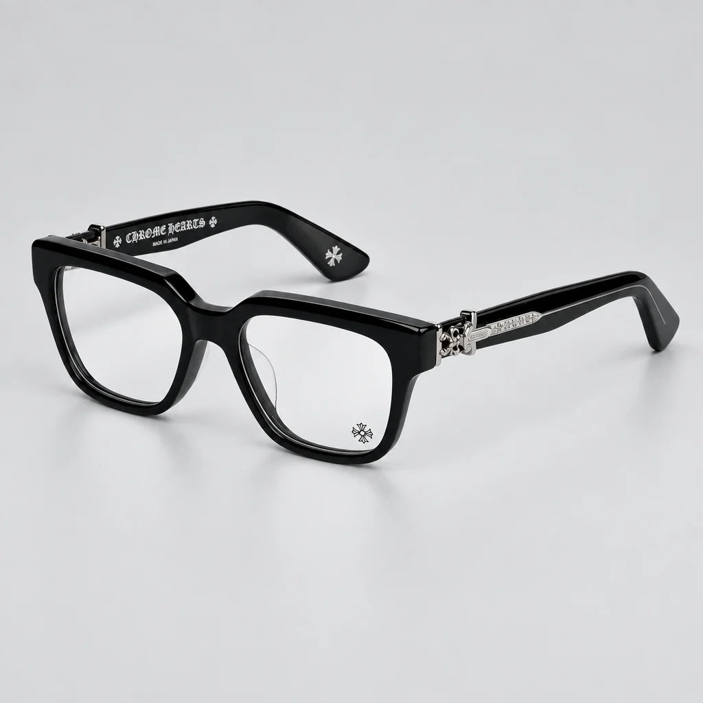 Chrome Hearts Vagillionaire II Square-Frame Black & Silver Glasses